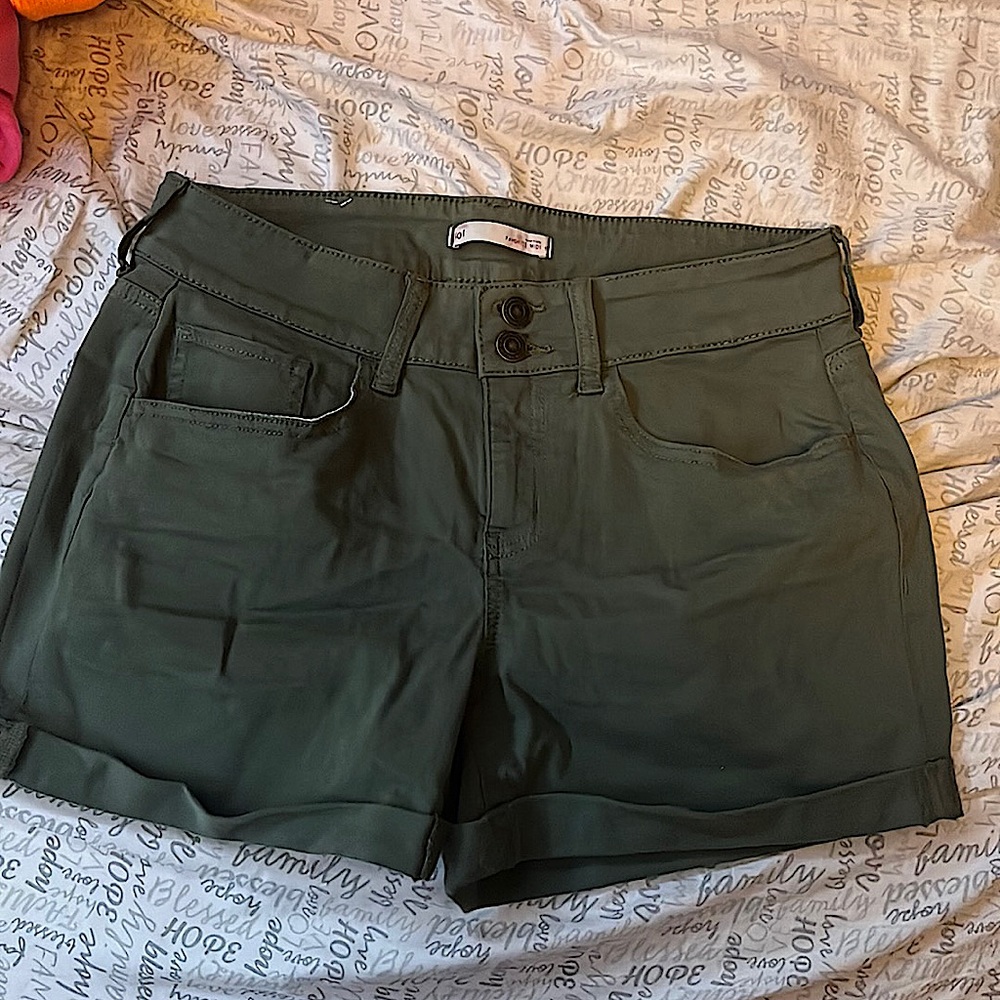 Green jean shorts. SO Kohl’s brand, low rise